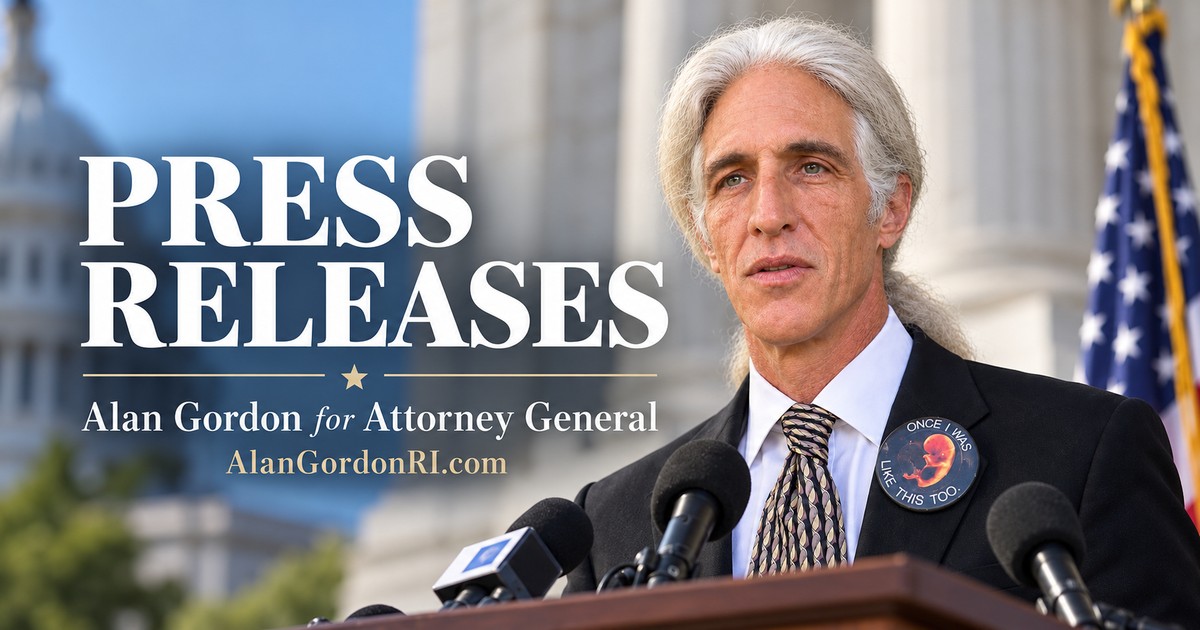 Alan Gordon at a press conference podium — Press Releases